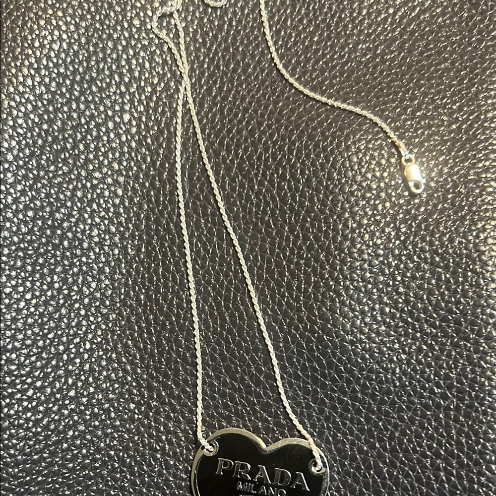 Prada Silver and Black Heart Necklace - Picture 3 of 4